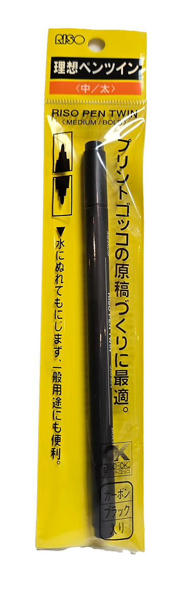 RISO Carbon Pen Twin – Dual-Tip Carbon Black Marker for Print Gocco & Thermofax (New Old Stock)