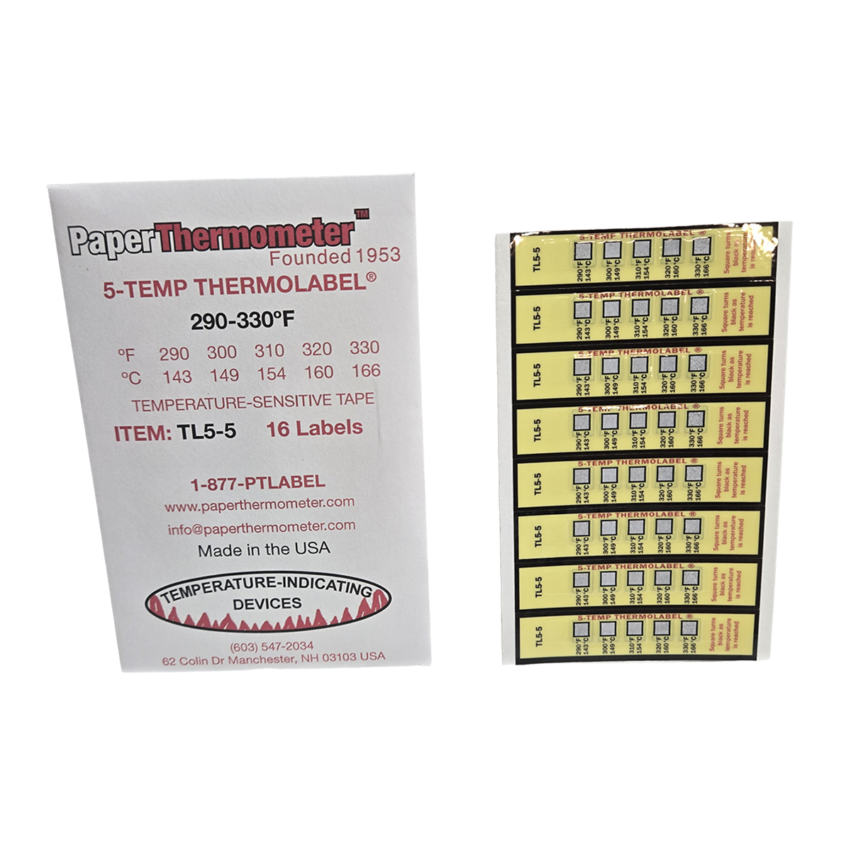 5 Temp Thermolabel 290-330 degrees